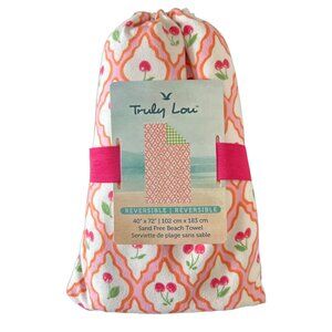 Truly Lou Reversible Sand Free Beach Towel - Pink & Orange | White & Green - NWT